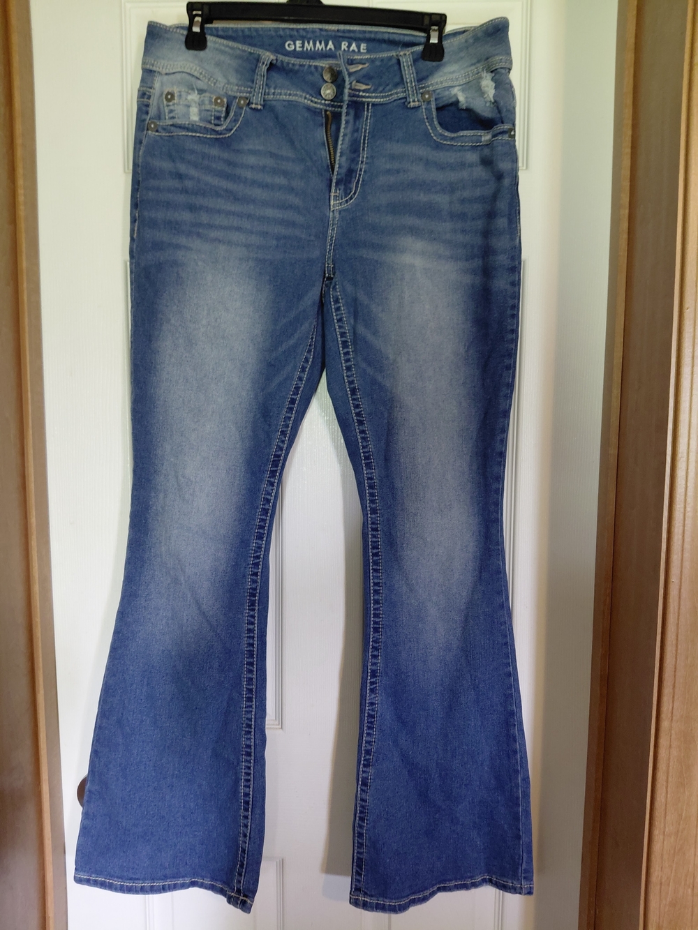 Gemma Rae Women's Blue Flare Jeans - Mid Wash